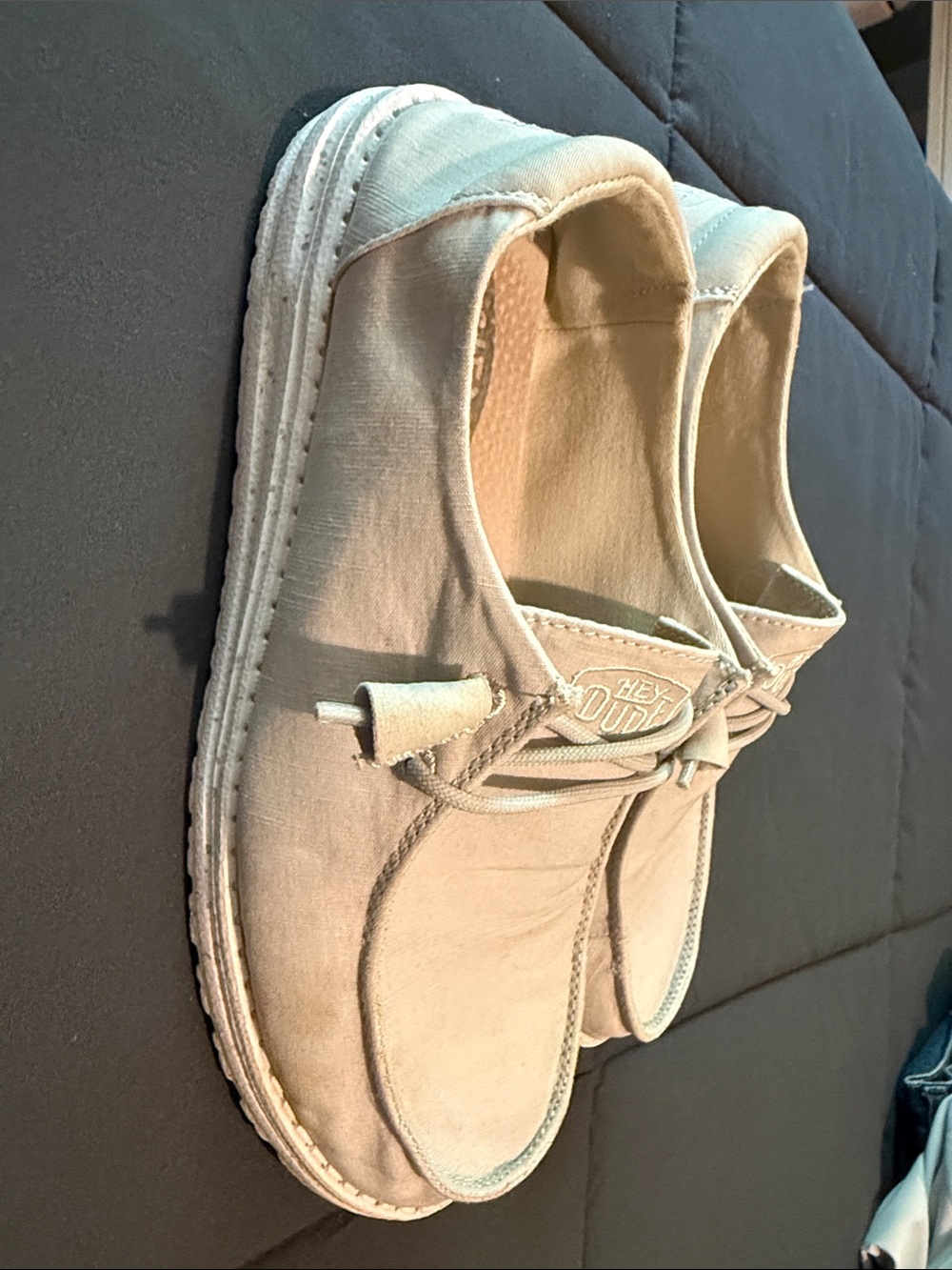 Wendy Slub Canvas Hey Dude Women's Slip-On Loafers in Light Gray - Picture 2 of 11